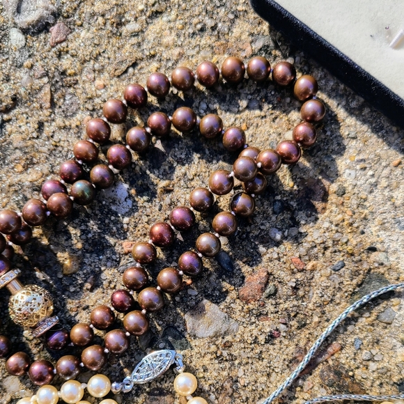 Vintage Princess Length Chocolate Pearls - Picture 2 of 4